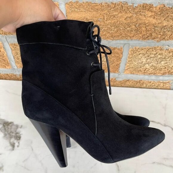 Veronica Beard "Hawthorne" Black Suede Booties 38 - Picture 4 of 12